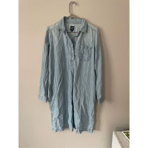 Gap Denim Womens Small New Long Sleeve Knee Length Jean Polo Dress